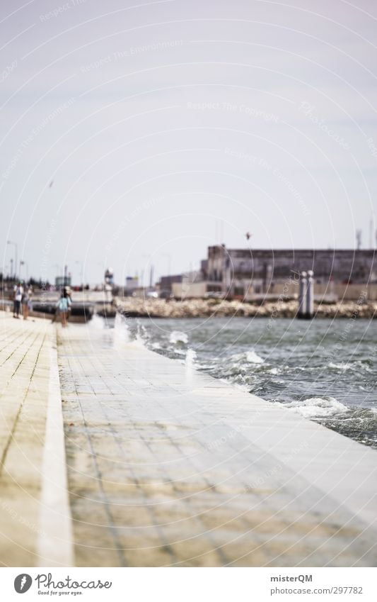 Salt promenade. Art Esthetic Dreamily Promenade Sea water Ocean Coast Portugal Lisbon Summer vacation Calm Idyll Remote Colour photo Subdued colour