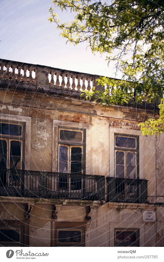 Lissade I Art Esthetic Architecture New building Old building Period apartment Redevelop Facade Portugal Lisbon Car Window Handrail Derelict Colour photo