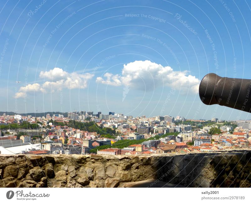 The cannon barrel, the cloud maker... Cannon gun barrel Clouds cloud-maker Town Vantage point Fortress Fastening Beautiful weather little cloud City