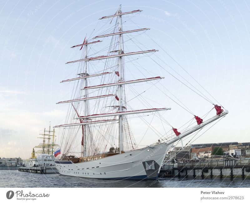 A sail ship at the embarkment, Saint Petersburg, Russia Exotic Adventure Cruise Summer Island Water Sky Wind Coast River bank Means of transport Vehicle Yacht