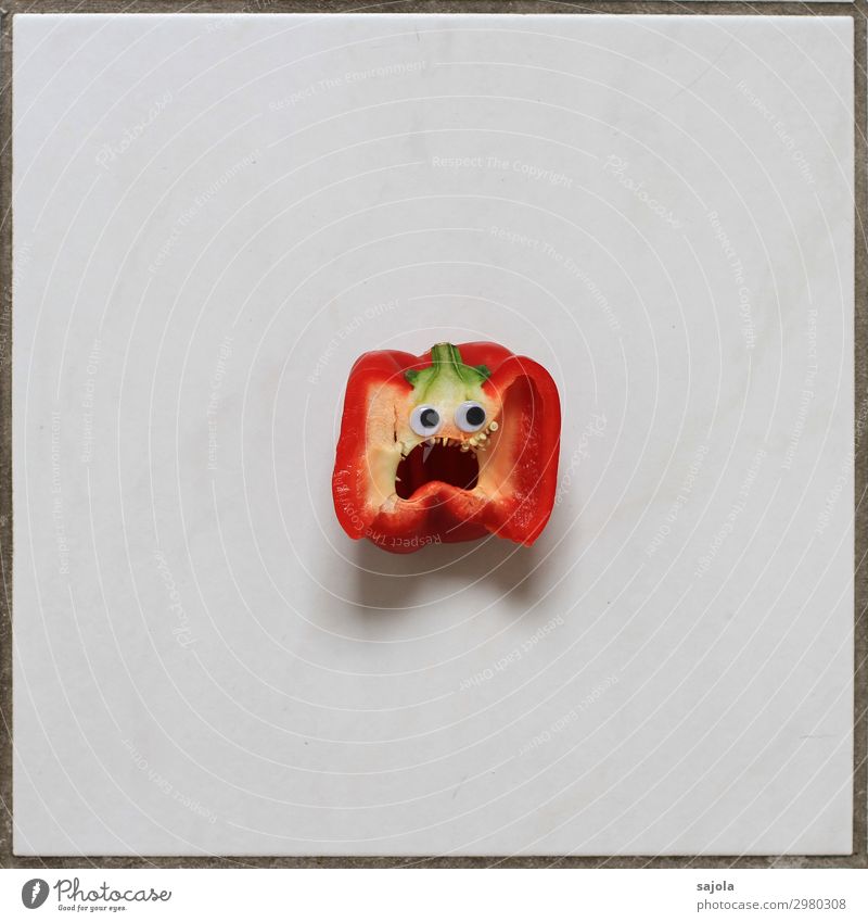 foodface - let go of the fright! Food Vegetable Pepper Androgynous Head Face 1 Human being Looking Scream Emotions Fear Horror Fear of death Dangerous