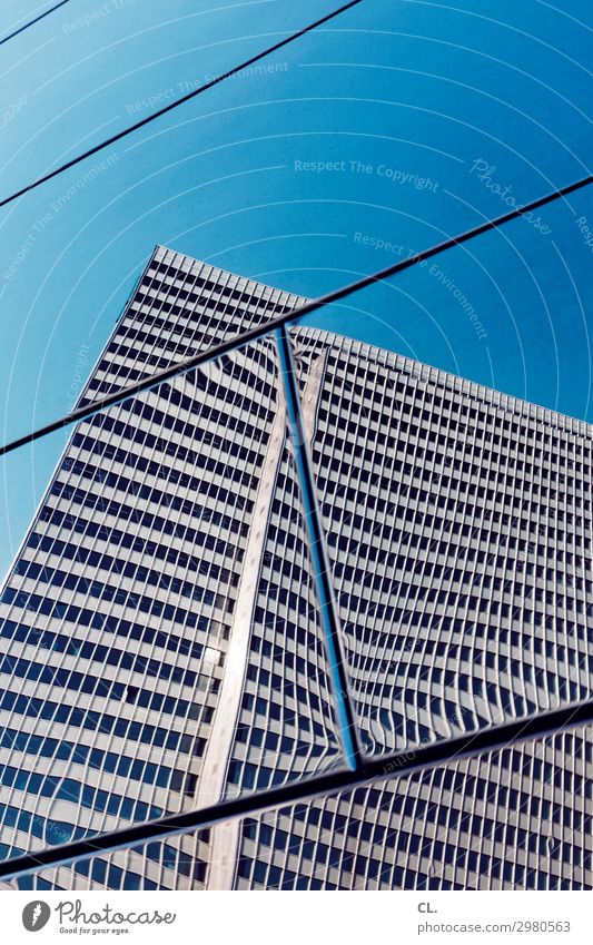 hall of mirrors Sky Cloudless sky Beautiful weather Duesseldorf Town Downtown Deserted High-rise Manmade structures Building Architecture Facade