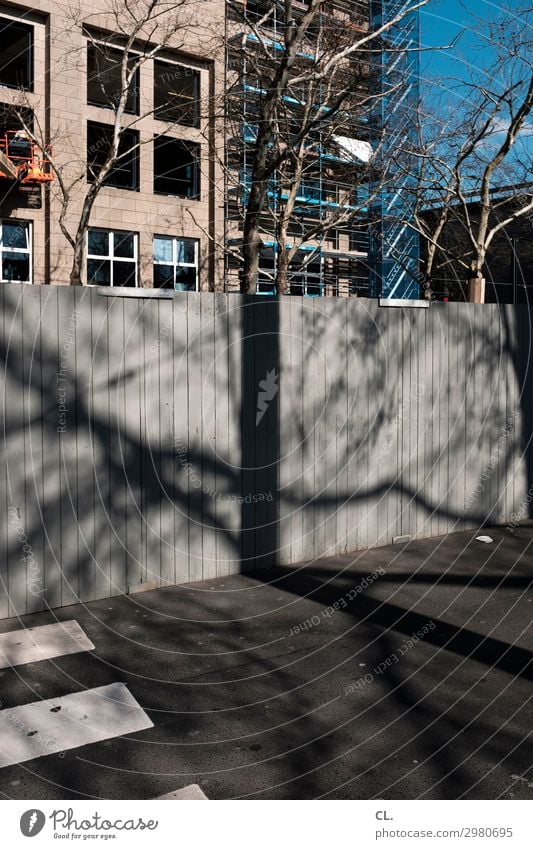 transition Work and employment Workplace Construction site Beautiful weather Tree Town Downtown Deserted House (Residential Structure) High-rise