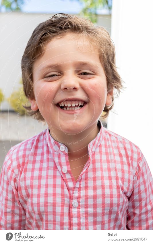 Happy child with pink shirt in the garden Joy Beautiful Summer Sun Garden Child Human being Baby Toddler Boy (child) Family & Relations Infancy Nature Grass