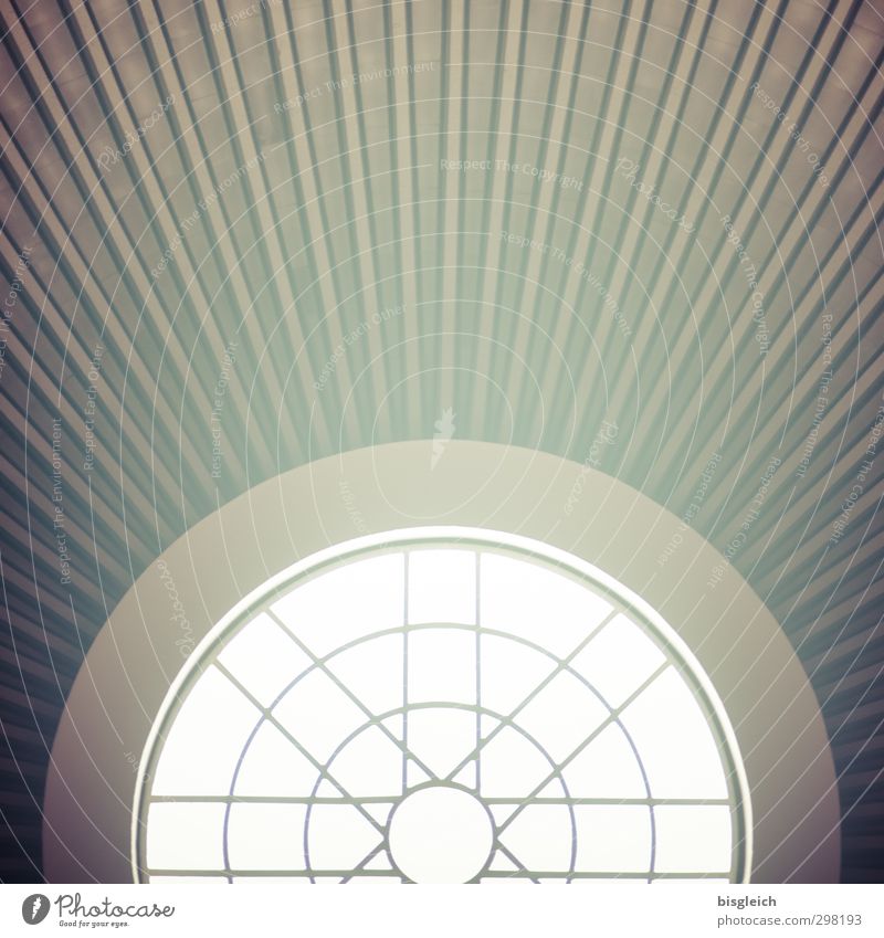 Skylight III Church Window Glass Green White Christian cross Crucifix Radial Light Colour photo Interior shot Deserted Copy Space top