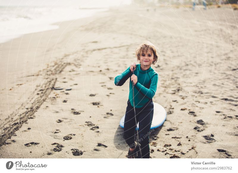 Active Young boy in a funny surfing day in the summer time Lifestyle Aquatics Child Boy (child) 1 Human being 0 - 12 months Baby Free Hip & trendy Maritime