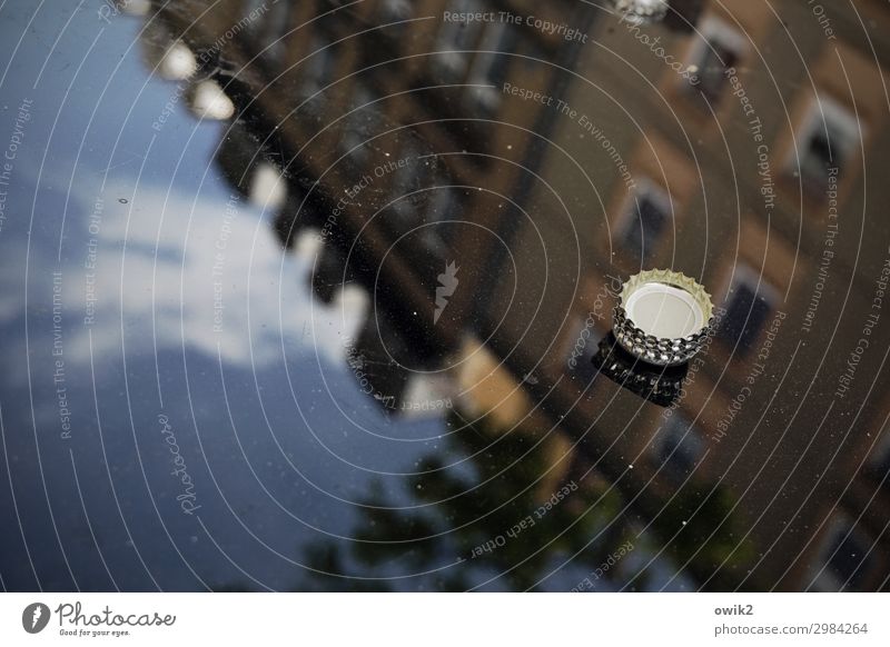 crown cap Sky Clouds Bautzen Lausitz forest Germany Small Town House (Residential Structure) Facade Window Tabletop Pane Housefront Crown cork Glass Metal Lie