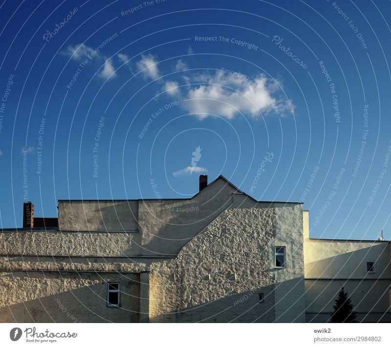 Domestic non-violence Sky House (Residential Structure) Wall (barrier) Wall (building) Window Chimney Calm Clouds Smoke cloud Colour photo Exterior shot