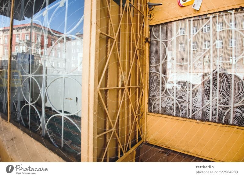 Barred shop window Old Old town Ancient House (Residential Structure) legnica Picturesque Poland Silesia Town Derelict Apartment Building Store premises Trade