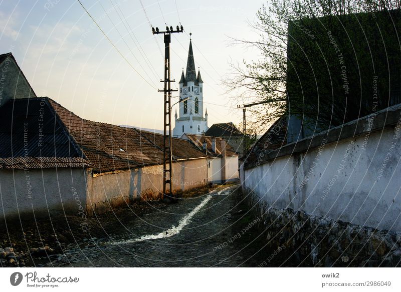 Girbova Energy industry Electricity pylon Cable Sky Tree Romania Eastern Europe Village Populated House (Residential Structure) Church Manmade structures