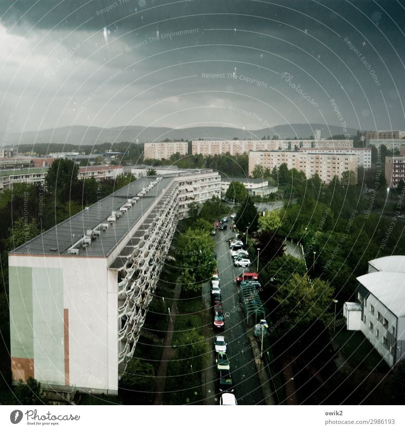 rainy Environment Nature Water Drops of water Sky Clouds Storm clouds Bad weather Rain Plant Tree Bautzen Small Town Outskirts Populated