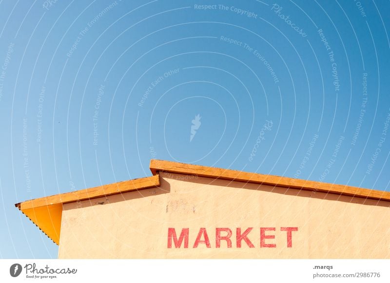 Marketplace house roof Characters market Bright Sky Beautiful weather Blue sky Orange Trade sale Commercialization