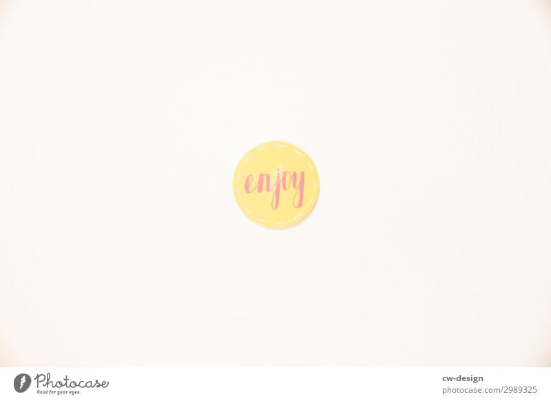 enjoy sign on white background To enjoy Joy Summer Letters (alphabet) Signs and labeling lettering Characters White Communicate Copy Space Copy Space top