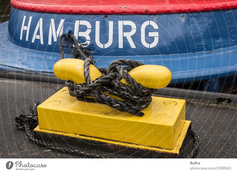 Little ship moored to a pier in Hamburg. Vacation & Travel Tourism Trip Sightseeing City trip Workplace Logistics Services Construction site Technology Industry