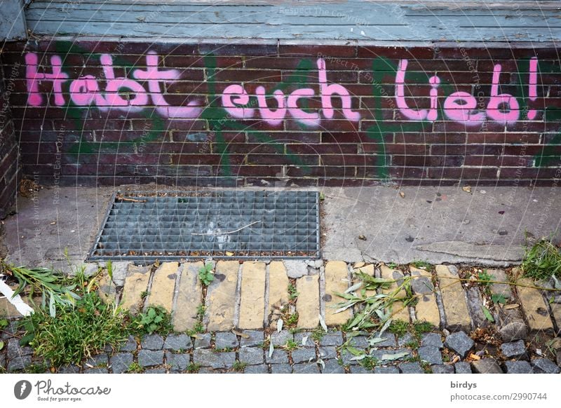 Helpful / Love you ! Youth culture Wall (barrier) Wall (building) Characters Graffiti Authentic Friendliness Good Positive Town Emotions Peaceful Humanity