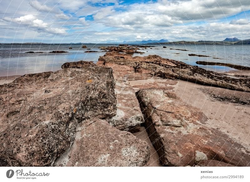 Scottish Coast Vacation & Travel Summer Summer vacation Beach Ocean Nature Landscape Clouds Spring Climate Climate change Beautiful weather Scotland Stone Sand