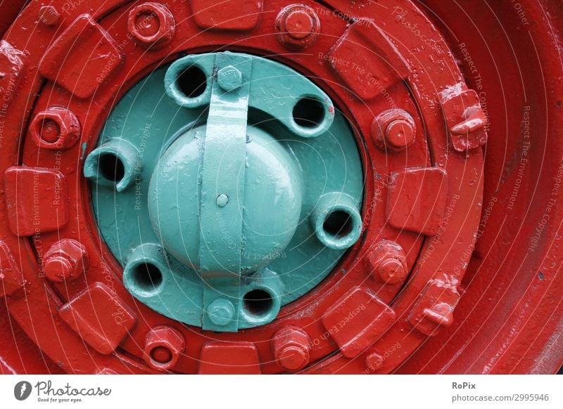 Detail of a historic tractor wheel. Lifestyle Design Leisure and hobbies Work and employment Economy Agriculture Forestry Industry Technology Art Museum