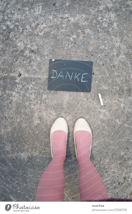 ... thank you Woman Legs feet Footwear ballerinas Street Asphalt Stand feminine Pink Blackboard Thank you very much Word writing Text Letters (alphabet)