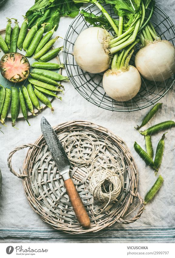 Fresh vegetables on kitchen table with knife Food Vegetable Nutrition Organic produce Vegetarian diet Diet Crockery Knives Lifestyle Design Healthy Eating