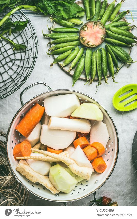 White sieve with fresh vegetables Food Vegetable Soup Stew Nutrition Lunch Organic produce Vegetarian diet Diet Crockery Style Healthy Eating Table Design