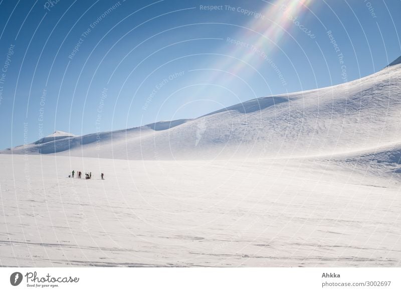 Group of skiers in glacier landscape Vacation & Travel Adventure Nature Landscape Elements Cloudless sky Winter Beautiful weather Snow Glacier Norway Illuminate