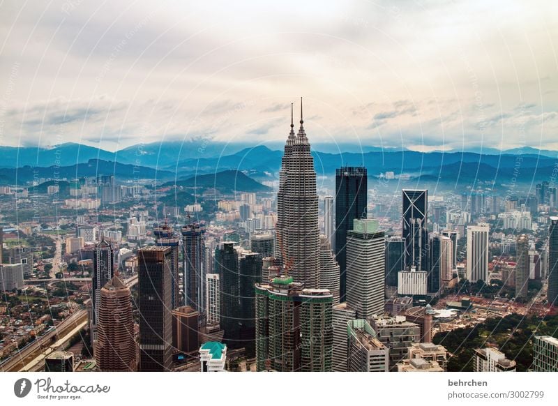 architecture and nature | displacement Contrast Light High-rise Petronas Twin Towers City Back-light Deserted Exterior shot Colour photo Exceptional Fantastic