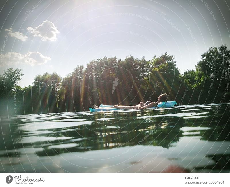 At the lake Vacation & Travel Swimming lake Lake Water Reflection Swimming & Bathing Relaxation Sunbathing To enjoy Warmth Wellness Restful Sunbeam