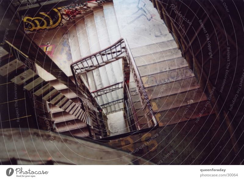 downwards Staircase (Hallway) Downward Architecture Stairs Level Handrail Perspective