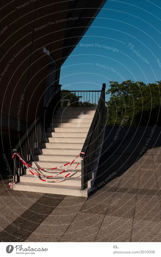 Locked Cloudless sky Beautiful weather Deserted Places Manmade structures Building Architecture Stairs Banister Barrier String flutterband Lanes & trails Closed