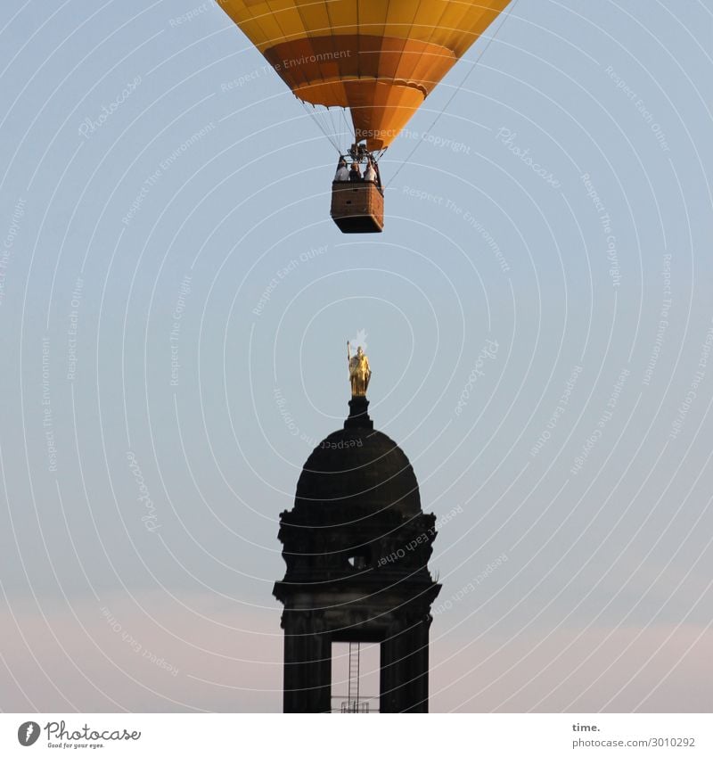 Take a breath and look the other way. Human being 3 Sculpture Sky Beautiful weather Dresden Tower Tourist Attraction Landmark Transport Passenger traffic