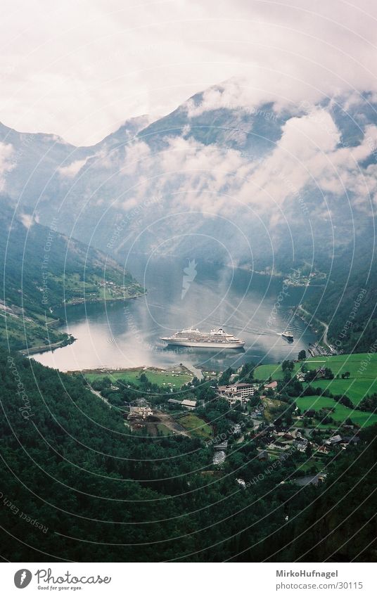 Geiranger Fjord 2. Norway Scandinavia Geirangerfjord Clouds Ocean Watercraft Cruise Street Mountain Hurtigrouten