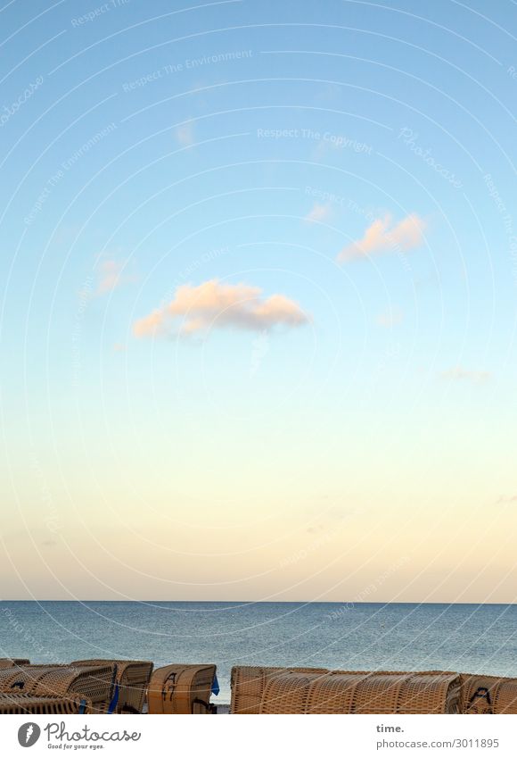 Little cloud over the Baltic Sea Environment Nature Air Water Sky Clouds Horizon Beautiful weather Coast Beach Beach chair Moody Safety Protection Agreed