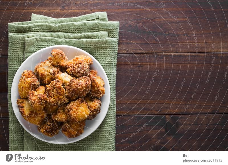 Fried Breaded Cauliflower Florets Vegetable Vegetarian diet Fast food Fresh cruciferous floret deep-fried breaded breadcrumb panko Crisp crispy Coated Home-made