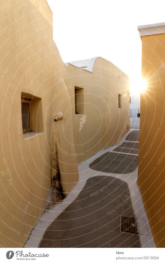 Sunset in the city off houses Santorini Greece Deserted