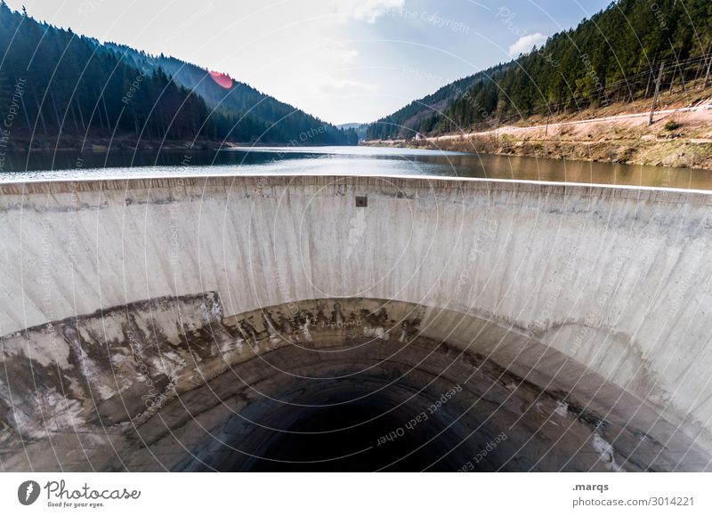 dam Landscape Sky Clouds Forest Lake Reservoir Retaining wall River dam Exceptional Large Perspective Water resources management Colour photo Exterior shot