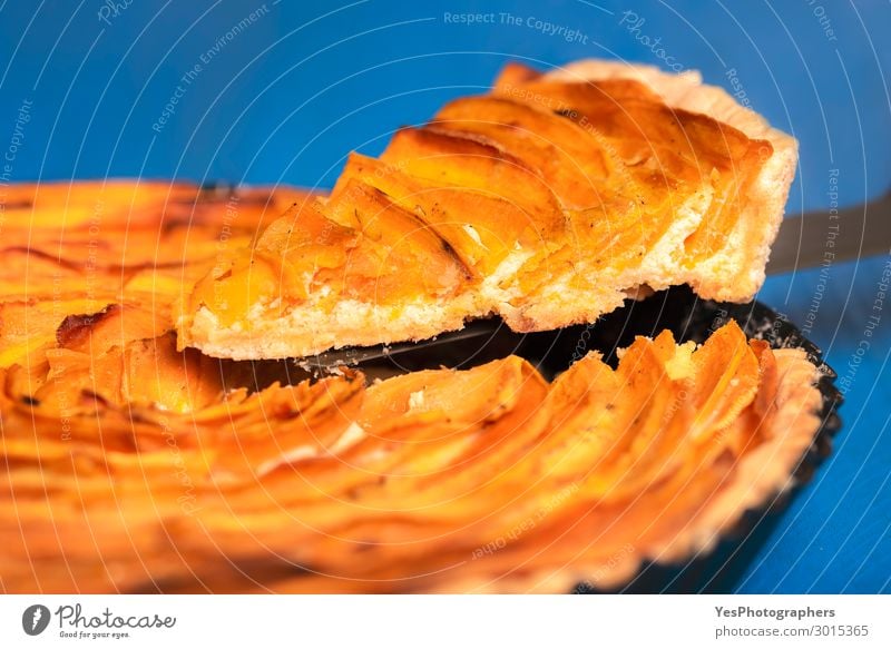 Slice of sweet potato tart close-up Food Dessert Candy Nutrition Decoration Kitchen Autumn Fresh Healthy Tradition Thanksgiving day American Baking