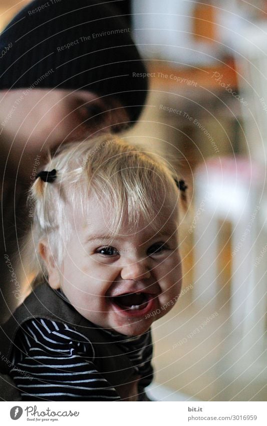 Toddler, laugh and make a grimace. Human being Feminine Child Girl Infancy Face Laughter Emotions Joy Happy Happiness Contentment Joie de vivre (Vitality)