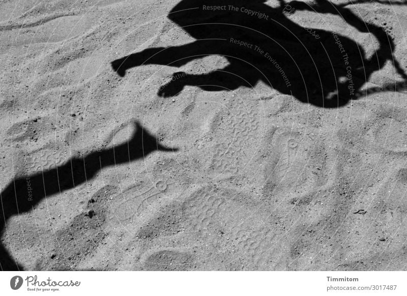 Airy and high. Toddler Mother Adults Legs Arm 2 Human being Sand To swing Esthetic Gray Black Emotions Joy Joie de vivre (Vitality) Movement Black & white photo