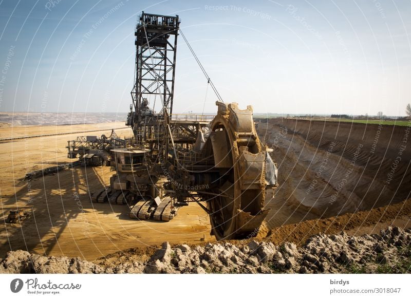 Bucket-wheel excavator from RWE in the Garzweiler 2 open-cast mine in NRW Lignite Soft coal mining Climate change Threat bucket wheel excavator