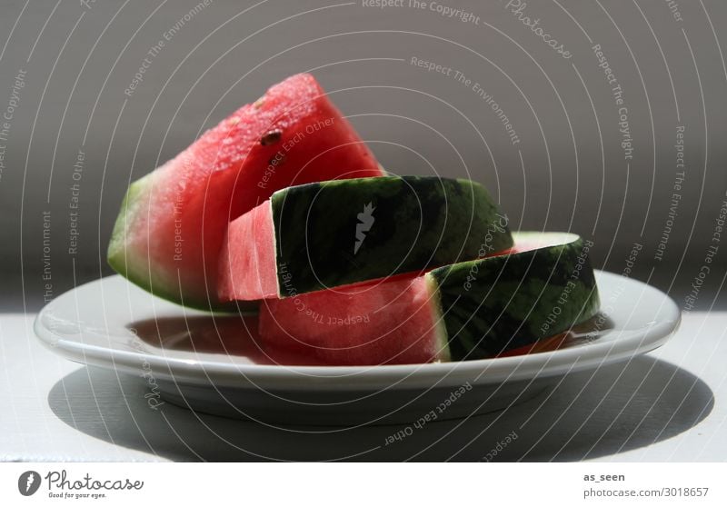 Melon slices on plate Fruit Water melon Melone slice Nutrition Eating Breakfast Lunch Dinner Buffet Brunch Vegetarian diet Fasting Italian Food Crockery Plate