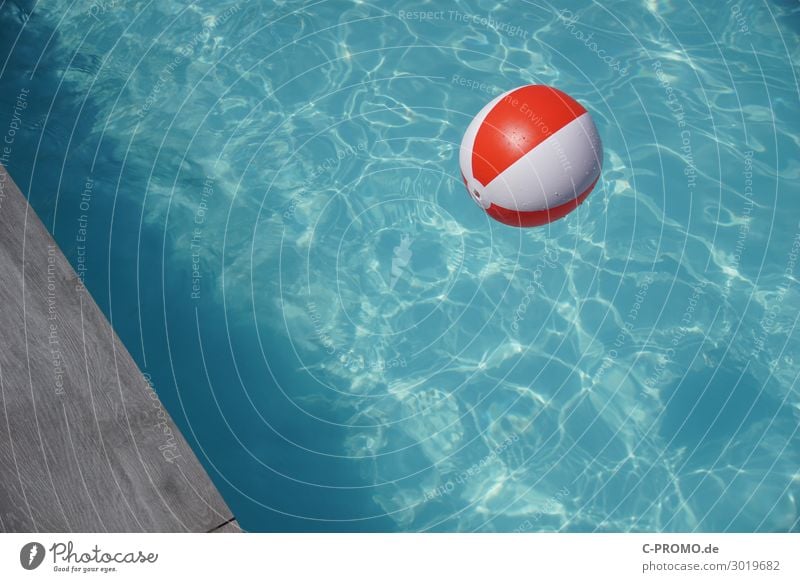 Ball in the pool Wellness Swimming pool Swimming & Bathing Vacation & Travel Tourism Summer Summer vacation Aquatics Water Wet Blue Gray Red Turquoise