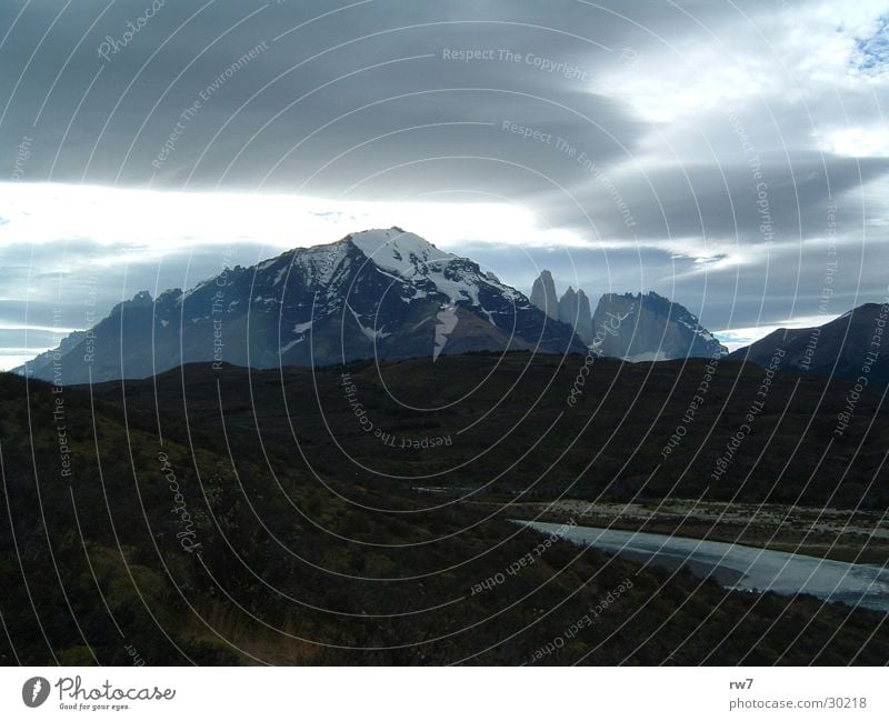 The Two Towers Torres del Paine NP Chile Clouds Storm Mountain Rock