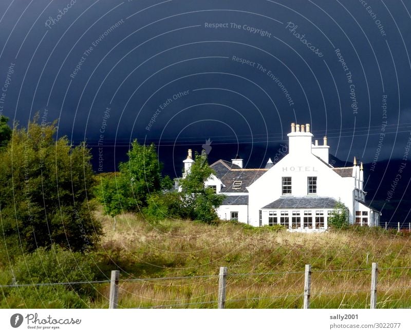 Bad weather front... Hotel House (Residential Structure) Weather Thunder and lightning black clouds Storm clouds Sun before the storm Scotland Great Britain