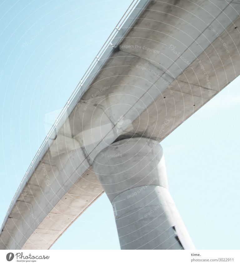 Airy, flywheel concrete. Bridge Manmade structures Building Architecture Bridge railing Column Transport Traffic infrastructure Motoring Highway Overpass