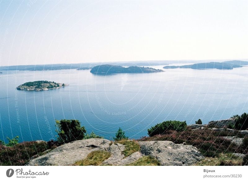 Arrived at the top 2.0 Lake Loneliness Calm Scandinavia Panorama (View) Fjord Water Valley Mountain Far-off places Sweden Large