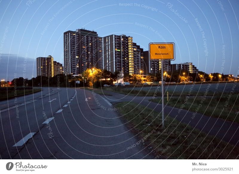 Kölnberg Beautiful weather Town Skyline Overpopulated High-rise Street Crossroads Society Cologne Suburb Town sign Deprived area Building Settlement