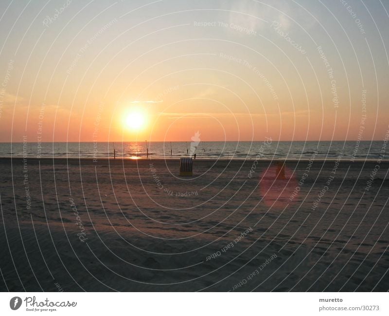 beach chair Ocean Beach chair Sunset Norderney Europe North Sea Island Sand