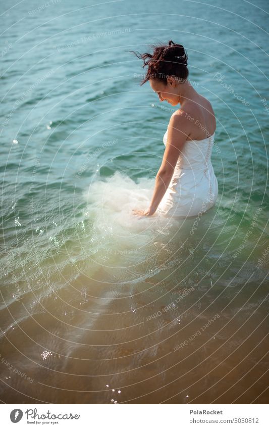 #A# on a warm day Art Esthetic Dress Bride Wedding dress Bridal veil Woman Ceremony Colour photo Subdued colour Exterior shot Close-up Detail Experimental