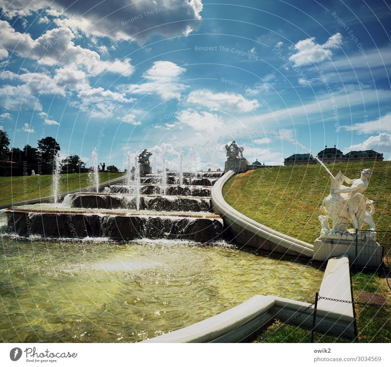 frisky Landscape Water Sky Clouds Beautiful weather Tree Grass Park Vienna Belvedere Capital city Downtown Architecture Tourist Attraction Historic