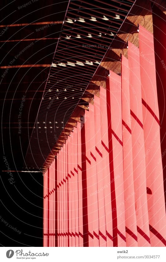 Headed Drape Slat blinds Illuminate Red Rotated Bright Colours Colour photo Interior shot Abstract Pattern Structures and shapes Deserted Copy Space left